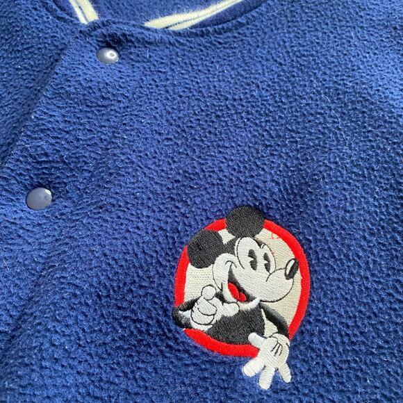 Vintage Mickey Mouse Disney Embroidered Logo Fleece Varsity Jacket 90s Size XL - Picture 3 of 7